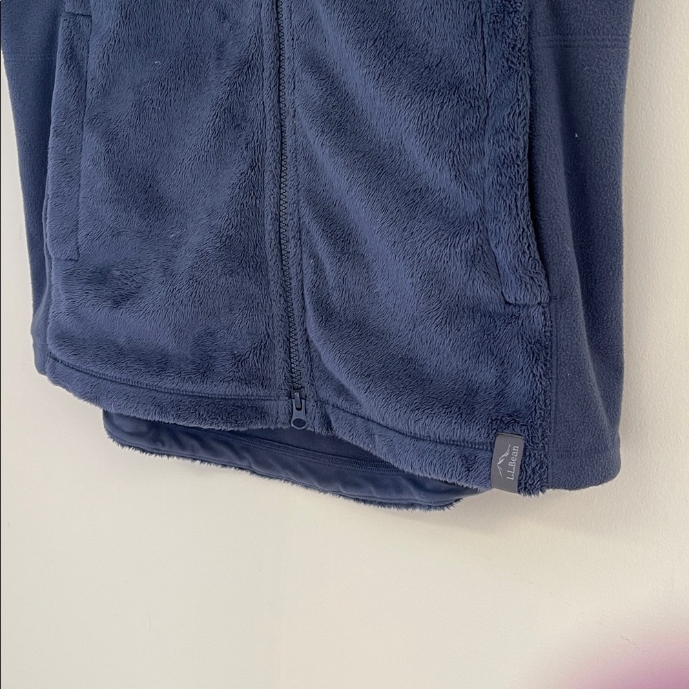 LL Bean Fleece Vest Small Petite Gray Zip Front Pockets EUC Cabincore Gorpcore - Picture 3 of 7